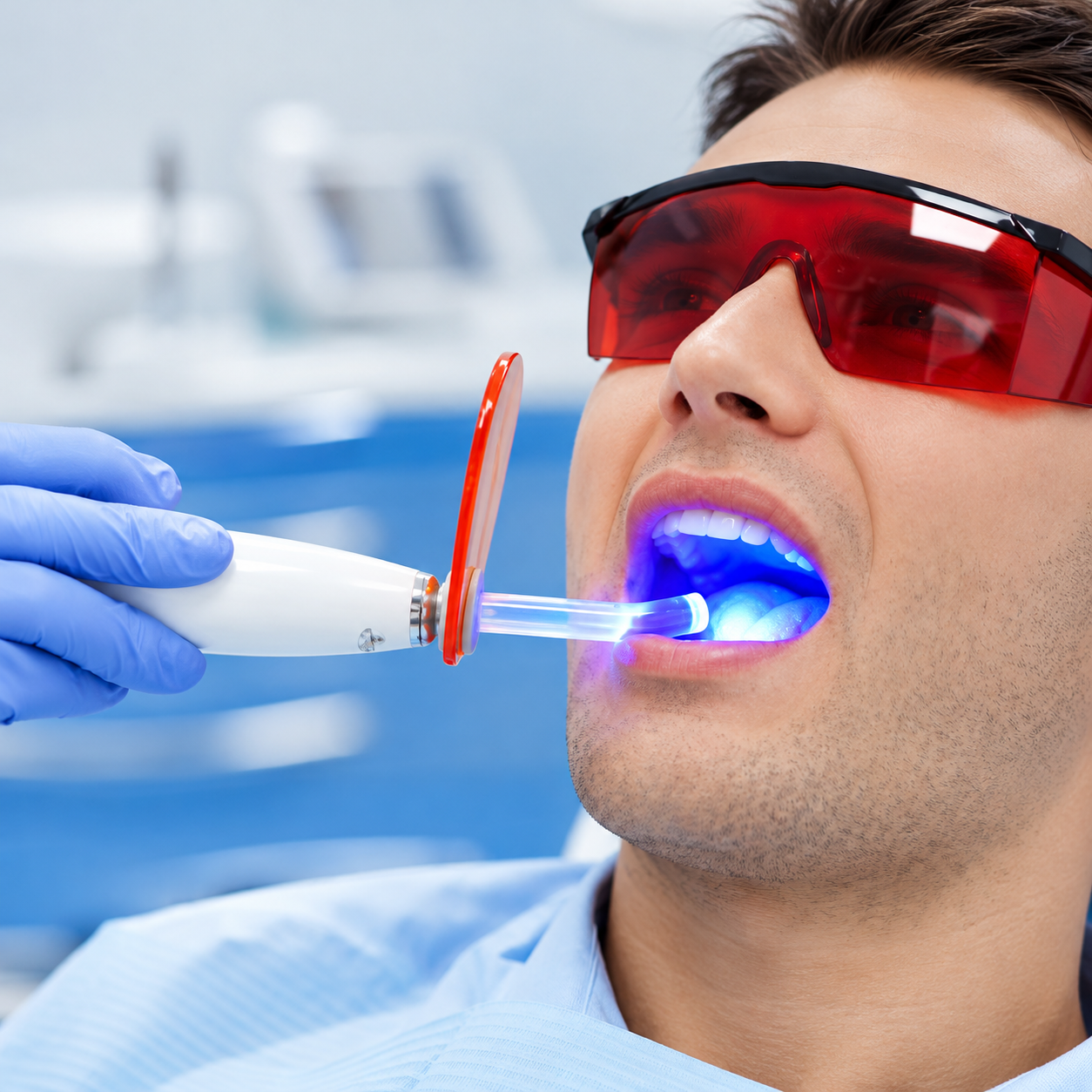 A close-up of a dental examination