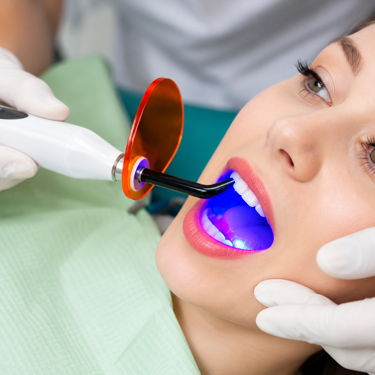 A close-up of a dental examination