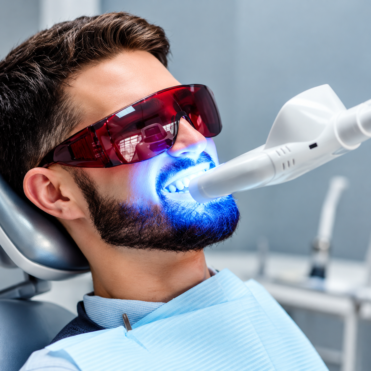 A close-up of a dental examination