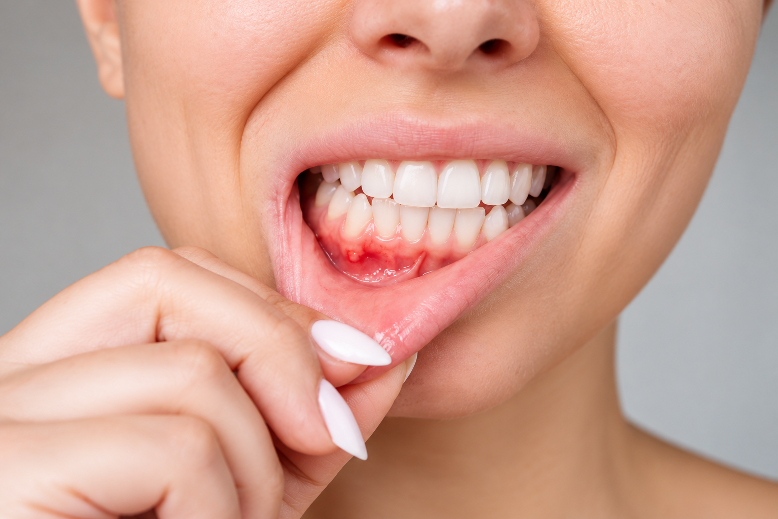 A close-up of a dental examination