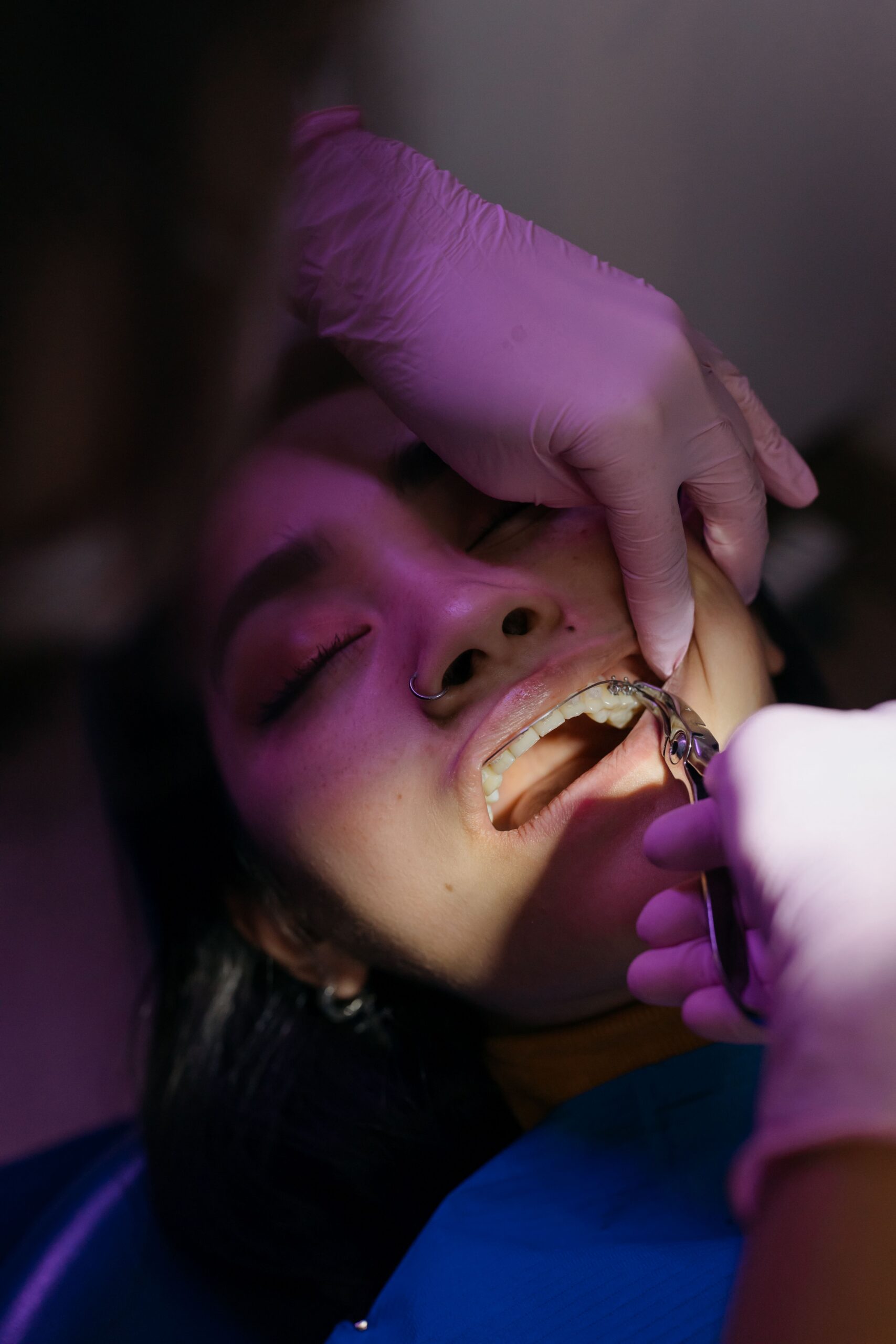 A close-up of a dental examination