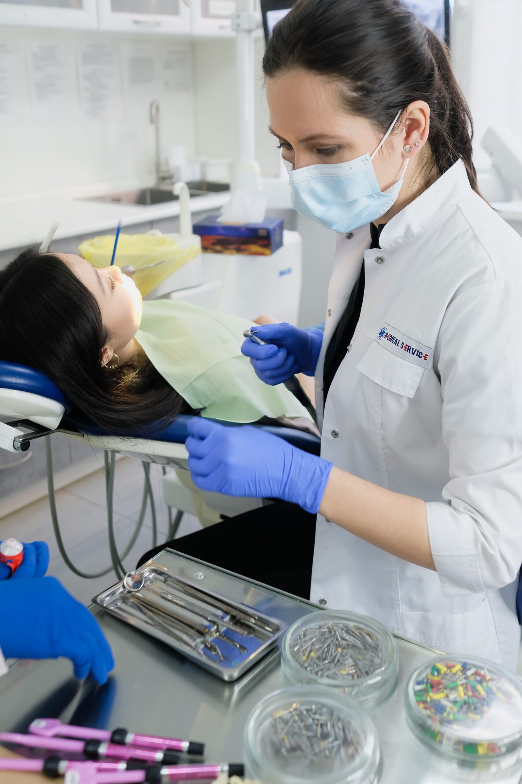 A close-up of a dental examination