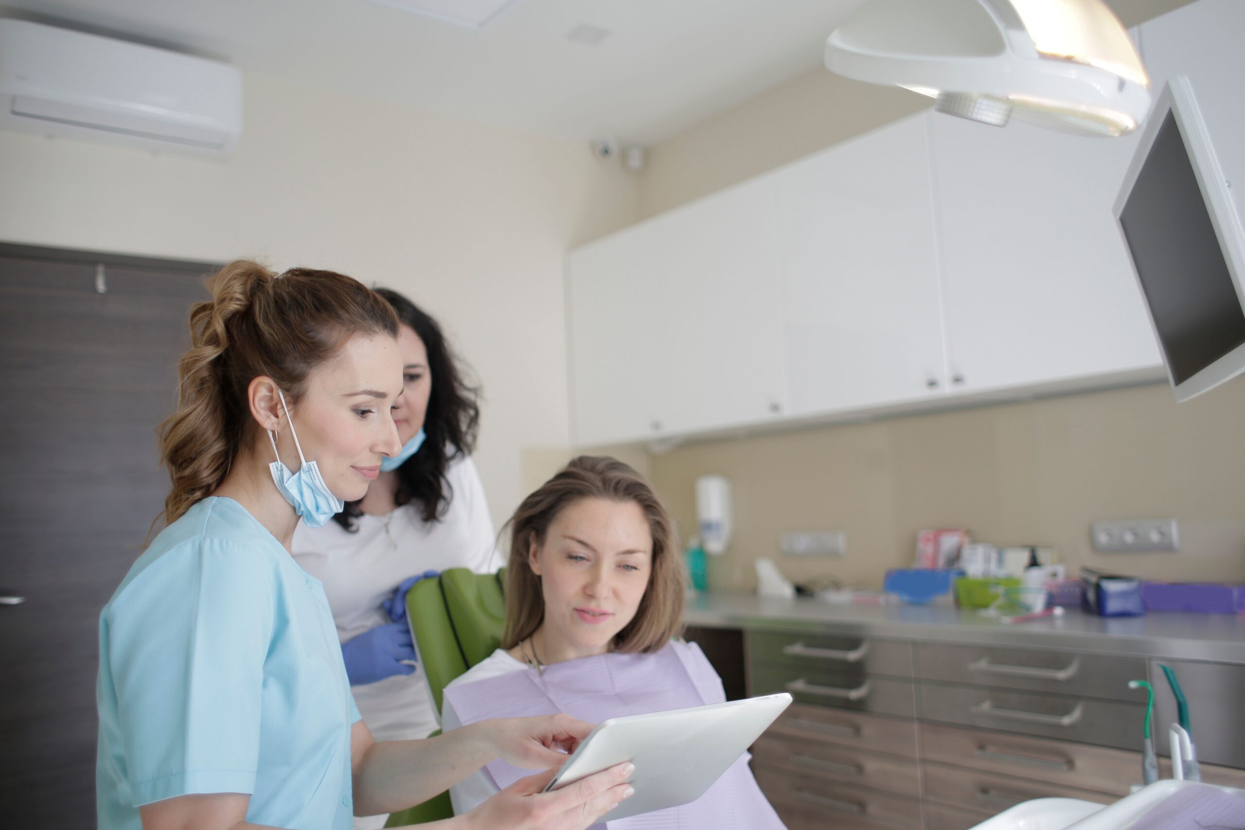 A close-up of a dental examination