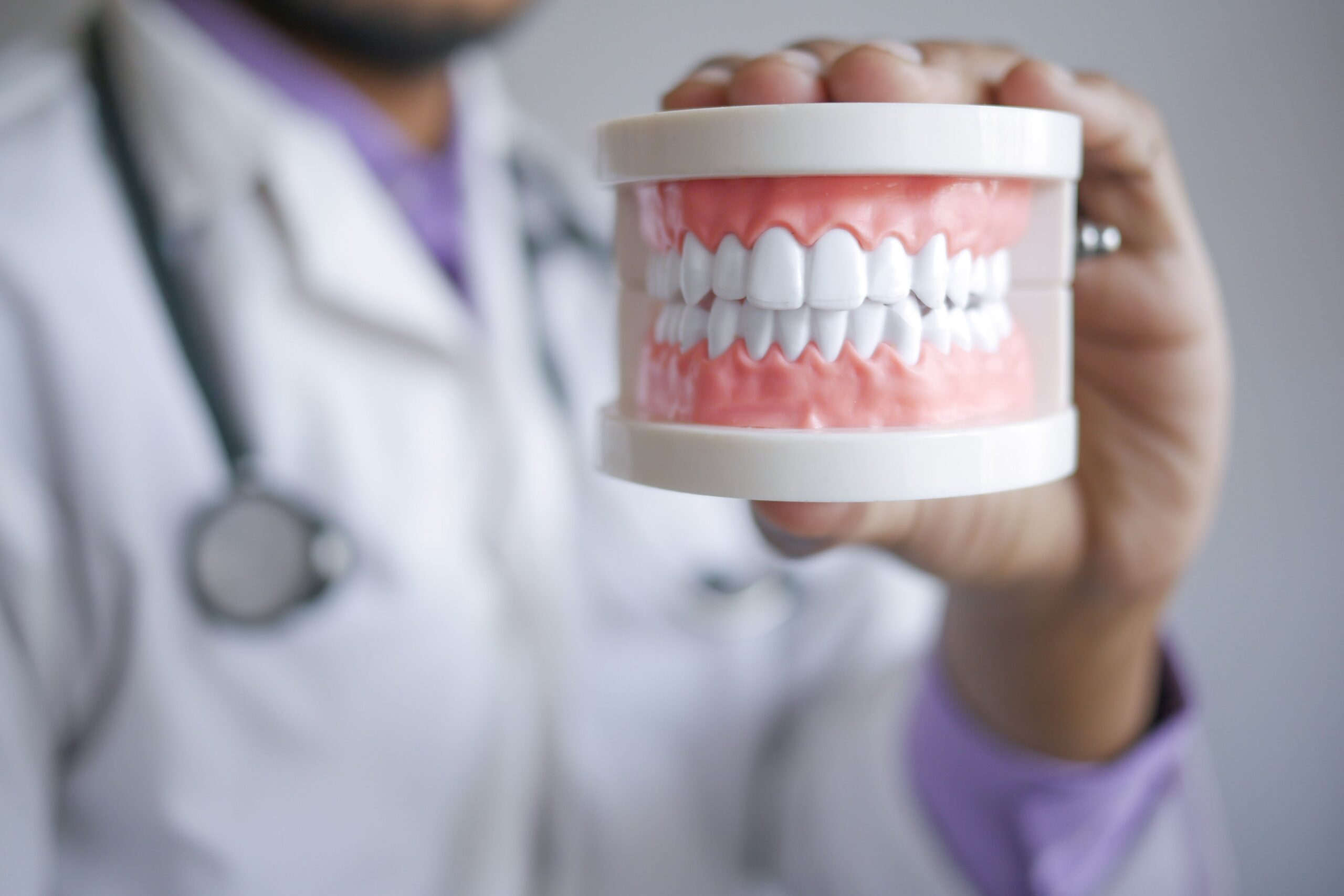 A close-up of a dental examination